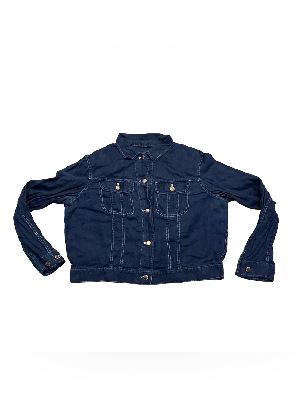 Lauren by Ralph Lauren Linen Long Sleeve 1X Shacket Thrashed Ripped